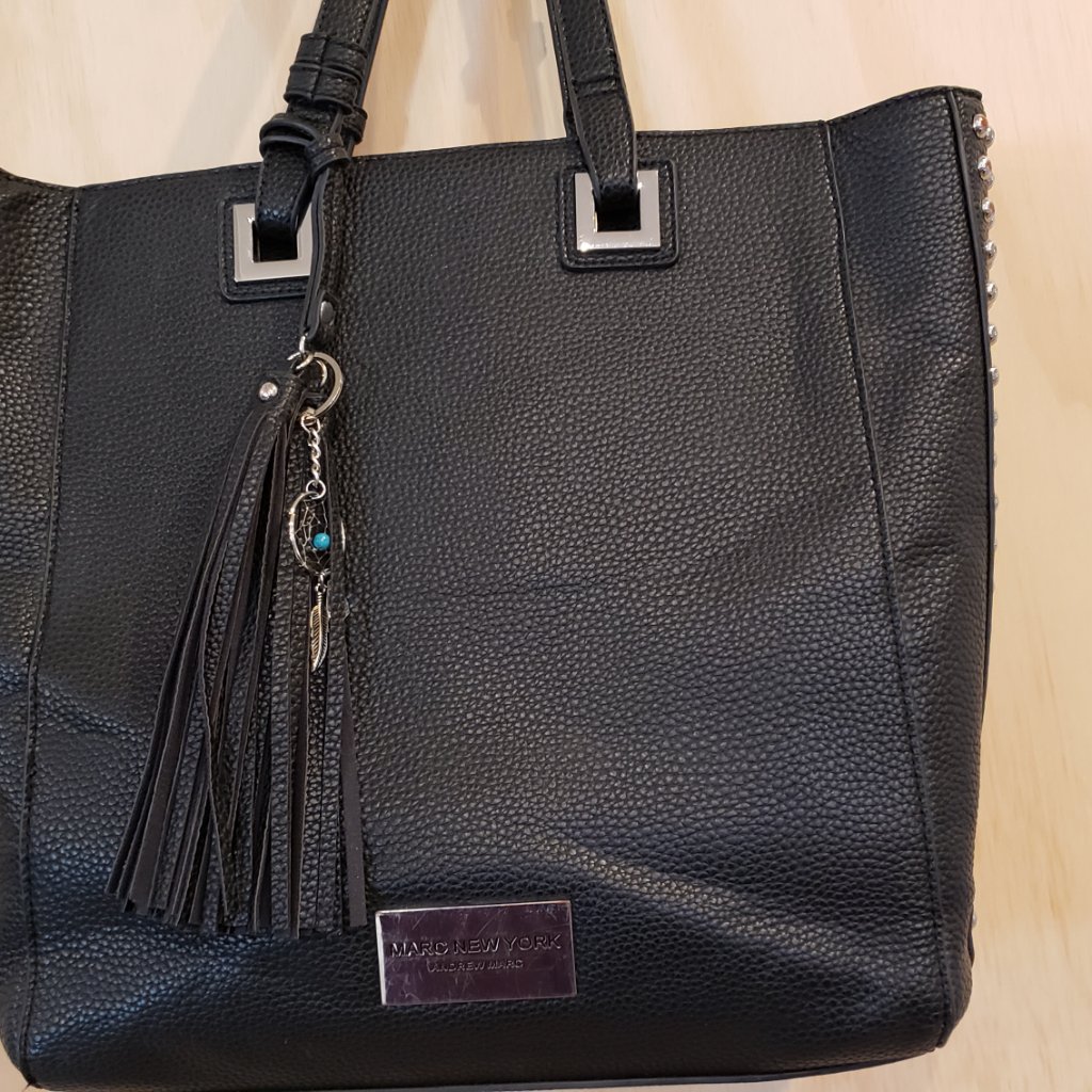 Marc New York Black Pebble Leather Tote With Silver Hardware